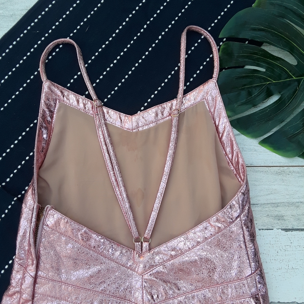 For Love & Lemons| Luna Metallic Dress Mini Pink - Picture 5 of 9